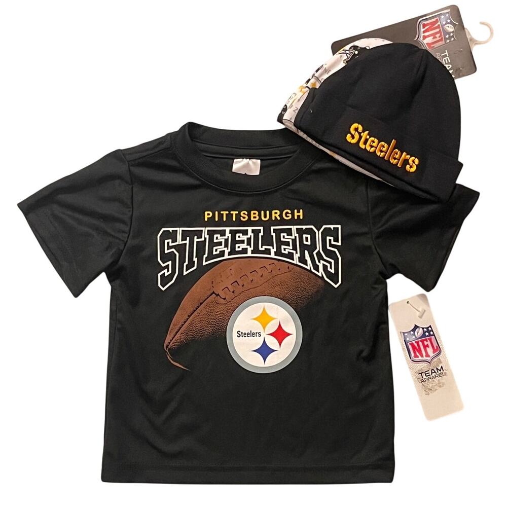 Pittsburgh Steelers Baby Shirt & 2 Beanies, Gerber NFL Team Apparel - Football
